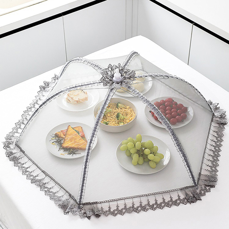 Rectangular Round Lace Food Cover Umbrella Style Anti Mosquito Table