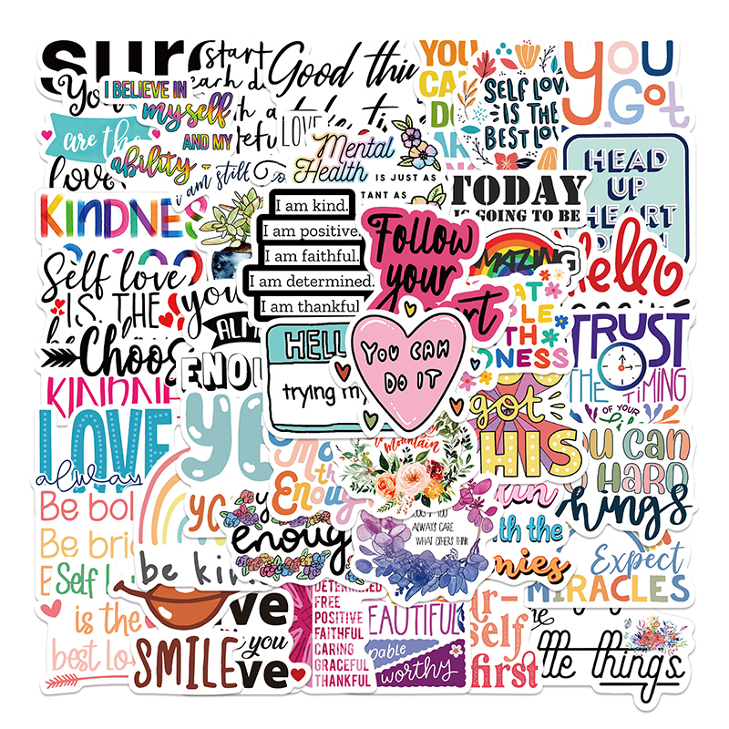52PCS INSPIRATIONAL STICKERS Motivational Phrases Life Quotes Decals ...