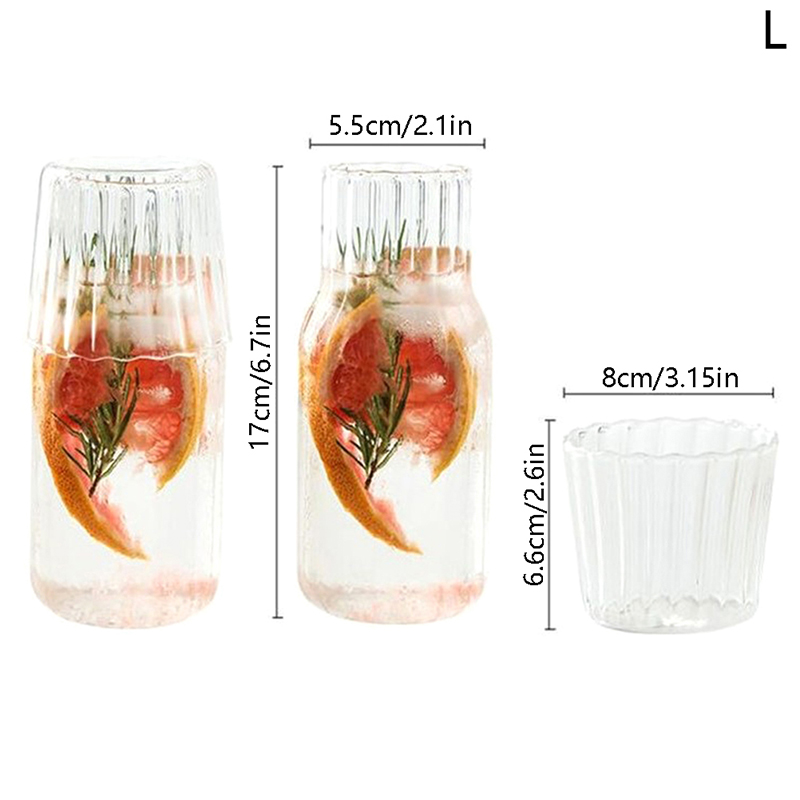 2Pcs Glass Water Carafe Modern Minimalist Cold Hot Water Bottle Cup Sets C2