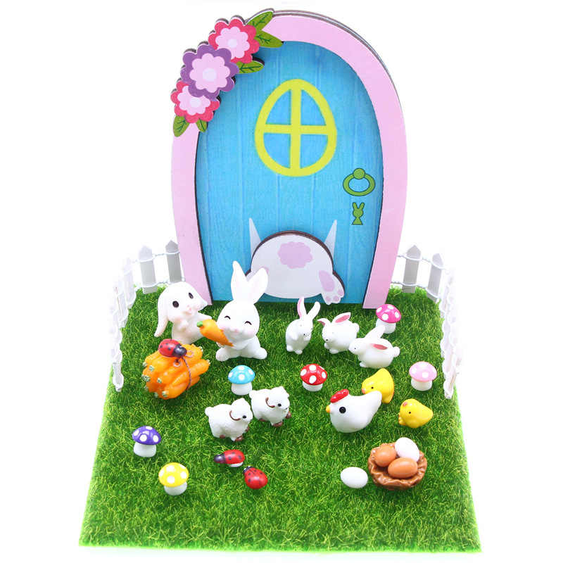 1Set House House Easter Elven Gate Miniature Animal Simulature Miniature Scen EI