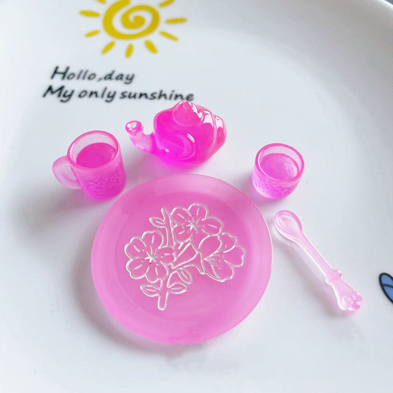 5 pz/set simulazione bagliore piccoli elefanti intagliati teiera tazza e cucchiaio ornamenti- 5 pz/set simulazione bagliore piccoli elefanti intagliati teiera tazza e cucchiaio ornamenti-