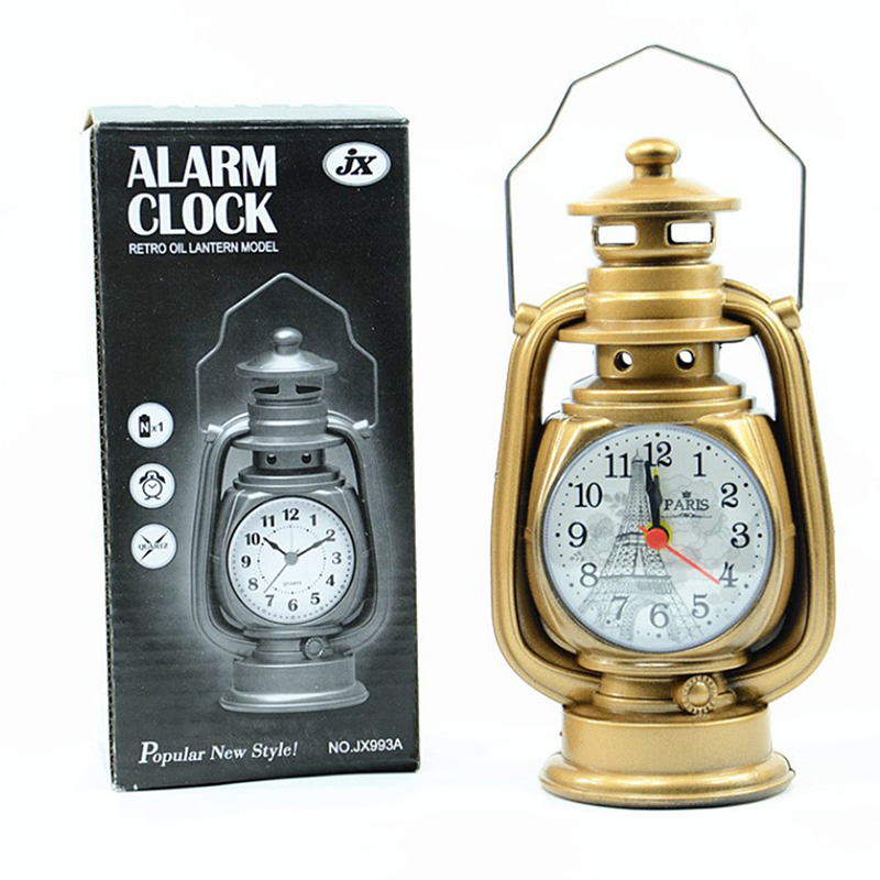 1Pc Retro Kerosene Light Alarm Clock Vintage Alarm Clock Table Clock For H*d* - Picture 9 of 12