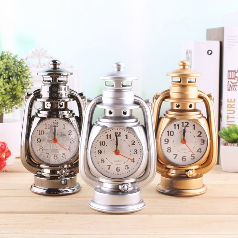 1Pc Retro Kerosene Light Alarm Clock Vintage Alarm Clock Table Clock For H*d* - Picture 6 of 12