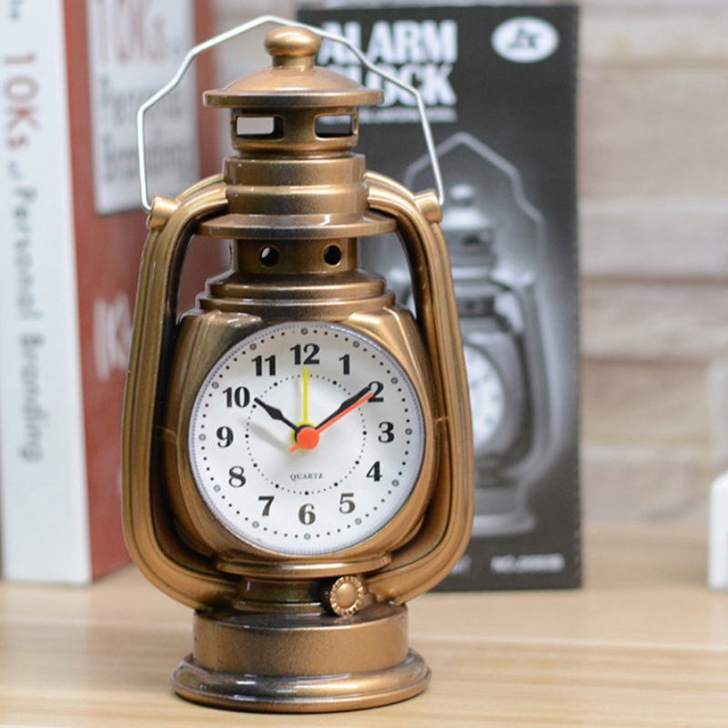 1Pc Retro Kerosene Light Alarm Clock Vintage Alarm Clock Table Clock For H*d* - Picture 2 of 12