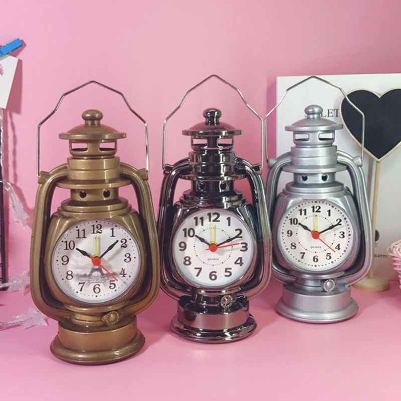 1Pc Retro Kerosene Light Alarm Clock Vintage Alarm Clock Table Clock For H*d* - Picture 5 of 12