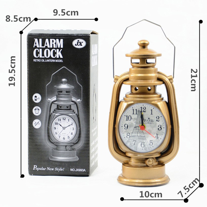 1Pc Retro Kerosene Light Alarm Clock Vintage Alarm Clock Table Clock For H*d* - Picture 3 of 12