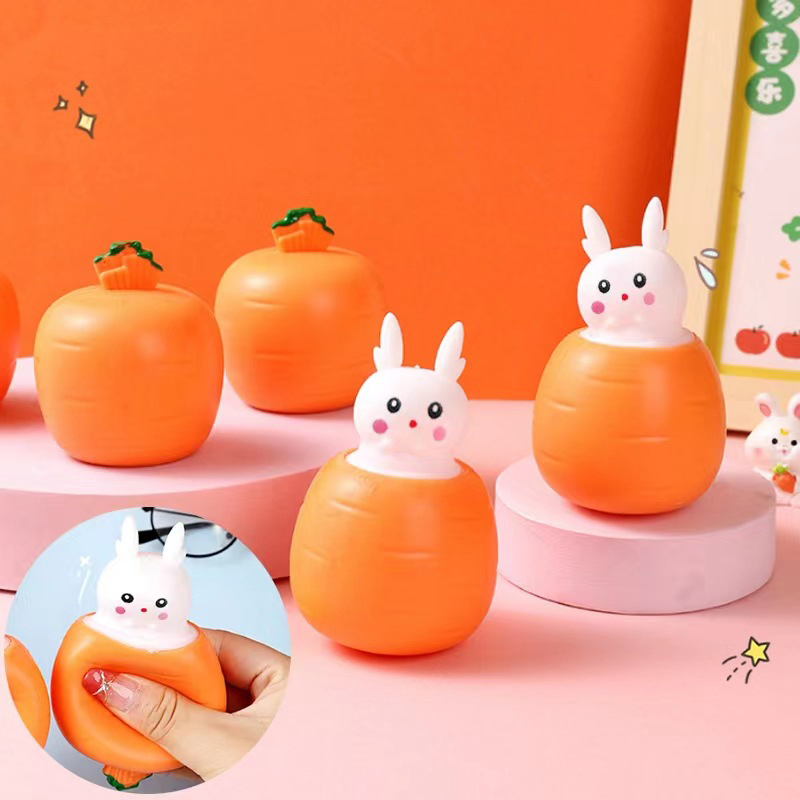 Decompression Vent Toy Cute Cartoon Carrot Rabbit Cup Squeeze Antistress Toys