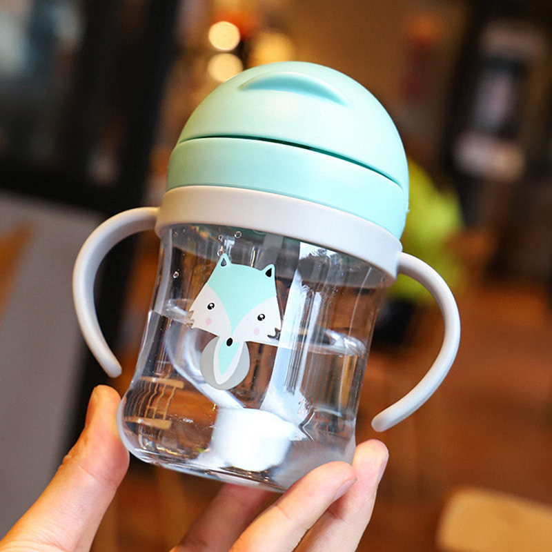 250ml Baby Sippy Water Cup Kid Handle Learn Feeding Drinking Bottle Anti-chok C2