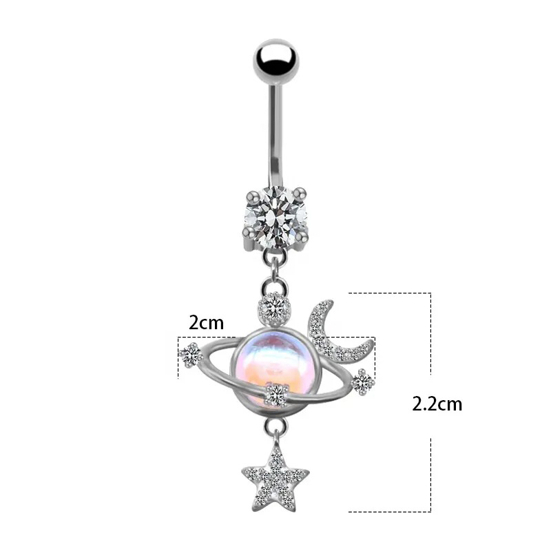 MODE STAR NAVEL Bauchnabel Ringe Sternmond Navel Piercing Hangle