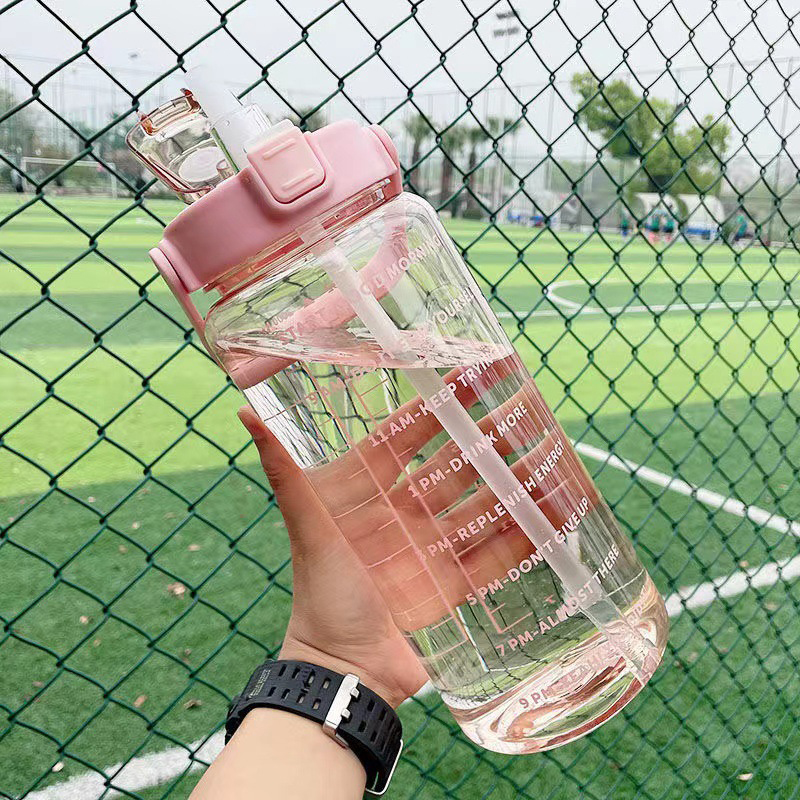 2 Liter Water Bottle with Straw Female Jug Girls Portable Travel bottles  Fitness