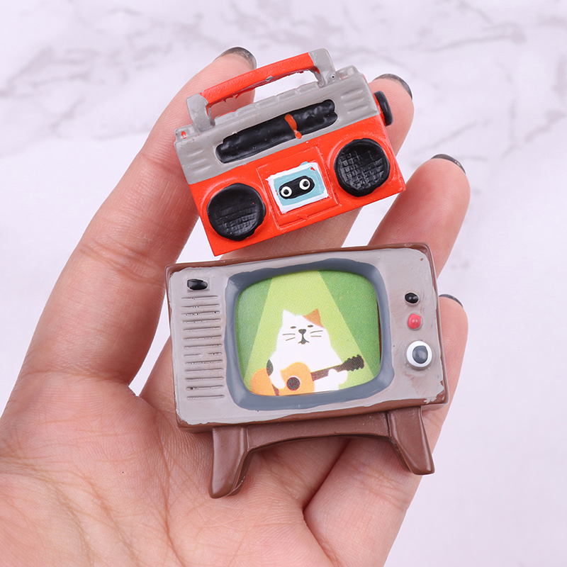Doll house decoration ornaments Mini TV radio model desktop scene decoration EI