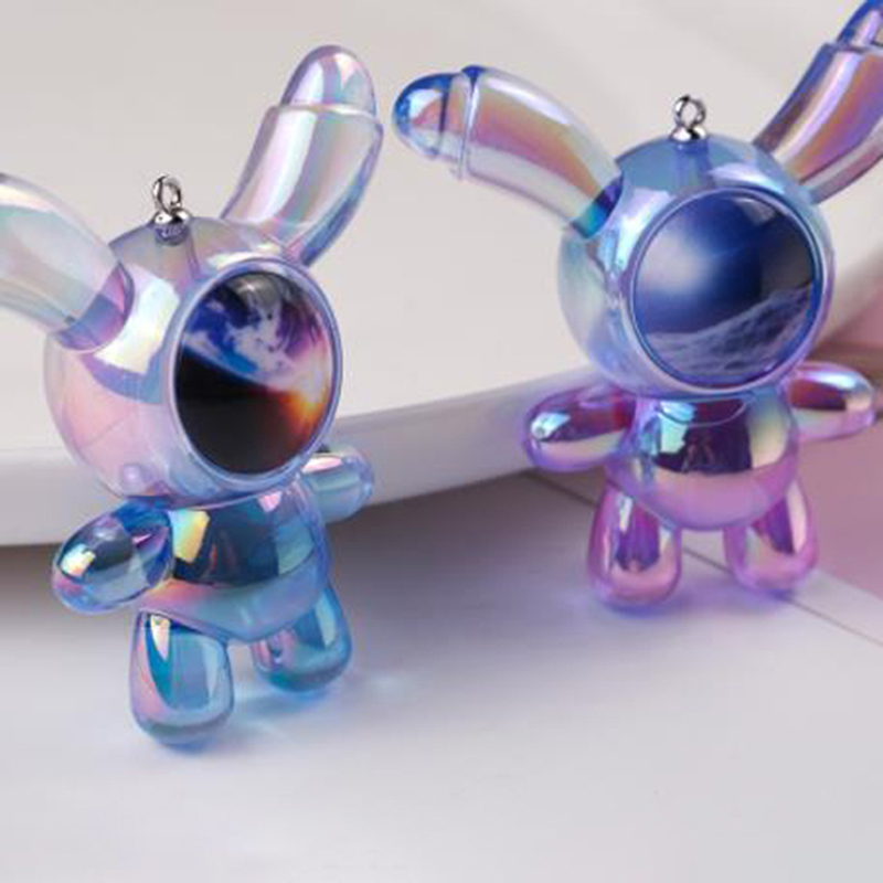 Transparent Colorful Starry Sky Mask Rabbit Key Chain For Women Men Car Penda ~~ SB10267 Transparent Colorful Starry Sky Mask Rabbit Key Chain For Women Men Car Penda ~~ SB10267