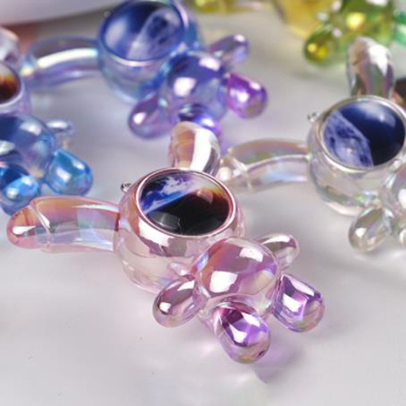 Transparent Colorful Starry Sky Mask Rabbit Key Chain For Women Men Car Penda ~~ SB10267