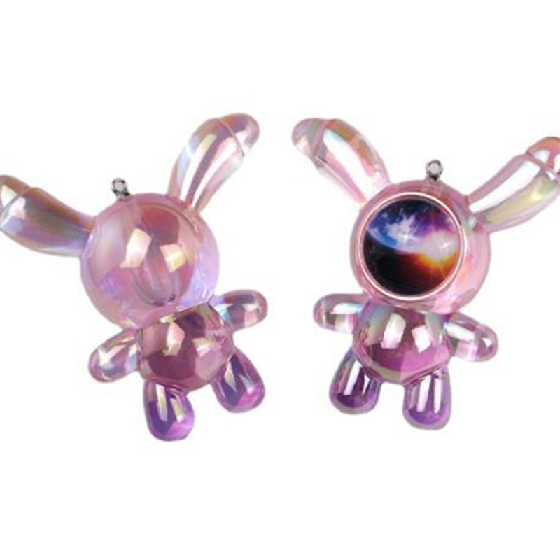 Transparent Colorful Starry Sky Mask Rabbit Key Chain For Women Men Car Penda ~~ SB10267