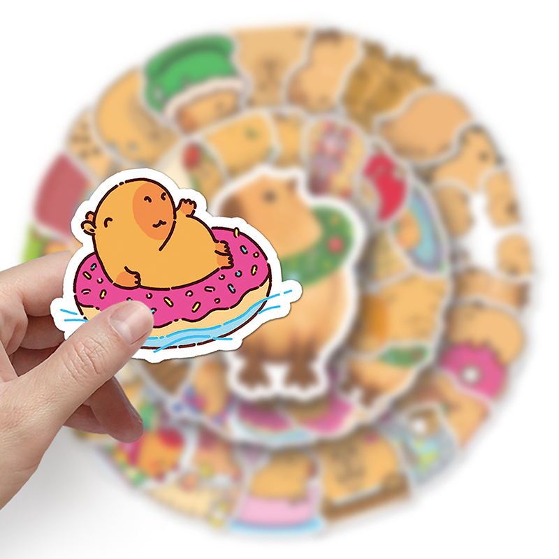 50Pcs Cartoon Capybara Stickers Cute Waterproof Animal Sticker Suitcase Decal - Picture 3 of 8