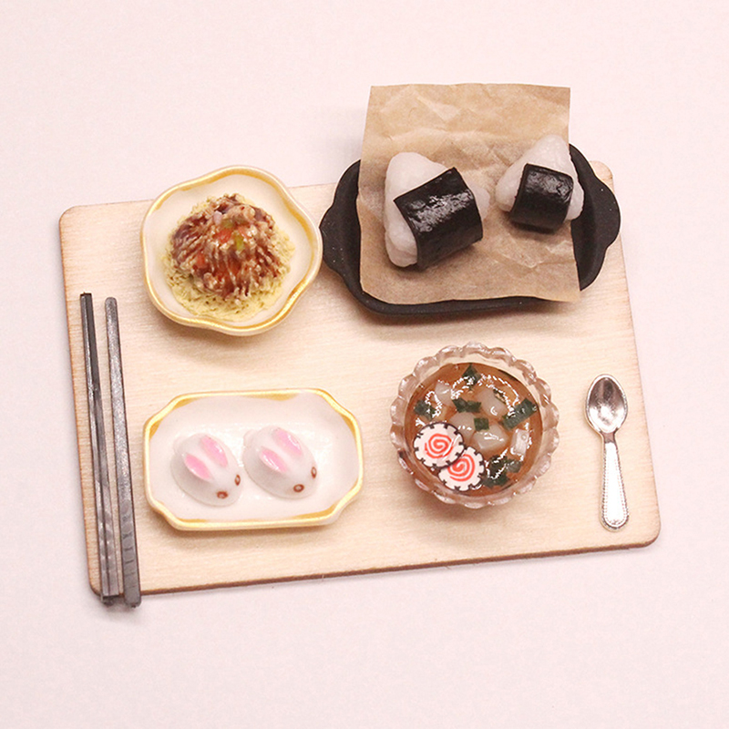 1:12 Dollhouse Miniature Breakfast Set Sushi Spoon Kitchen Food Tableware D -wf