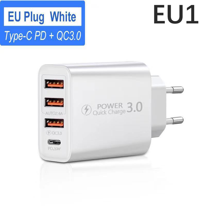1PC Charger 3USB+Type-C charging head multi phone adapter Wa - Zdjęcie 15 z 16