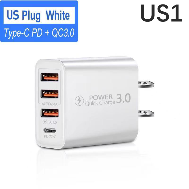 1PC Charger 3USB+Type-C charging head multi phone adapter Wa - Zdjęcie 13 z 16