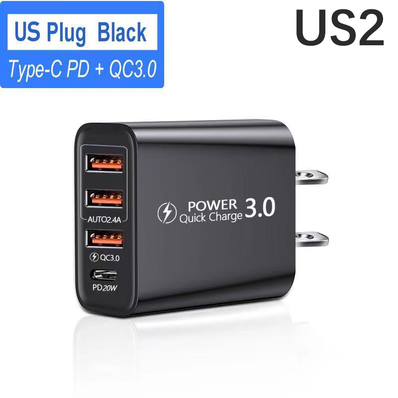 1PC Charger 3USB+Type-C charging head multi phone adapter Wa - Zdjęcie 14 z 16