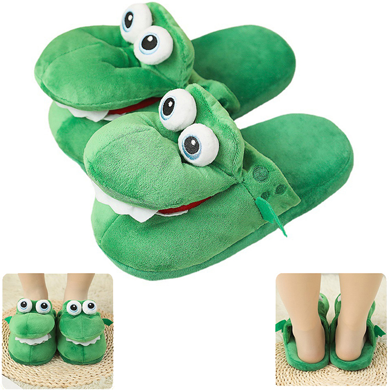 Cartoon Crocodile Cotton Slippers Moving Funny Walking with Open Mouth and G GF - Picture 9 of 14