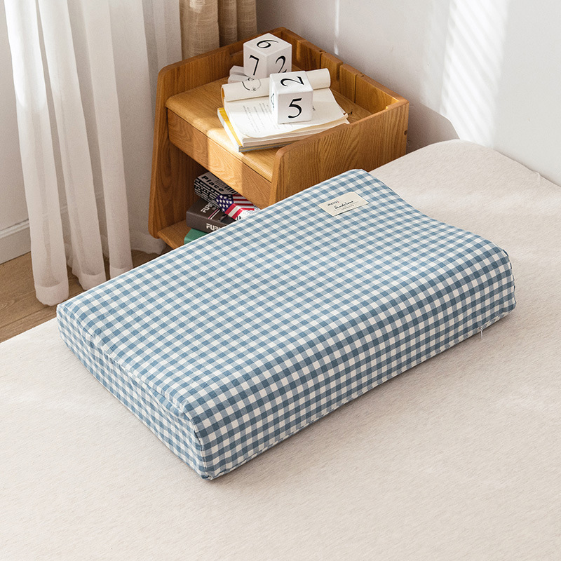 Soft Cotton Latex Pillow Case Cover Solid Color Plaid Sleeping Pillowcase fo X❤F - Bild 22 von 29