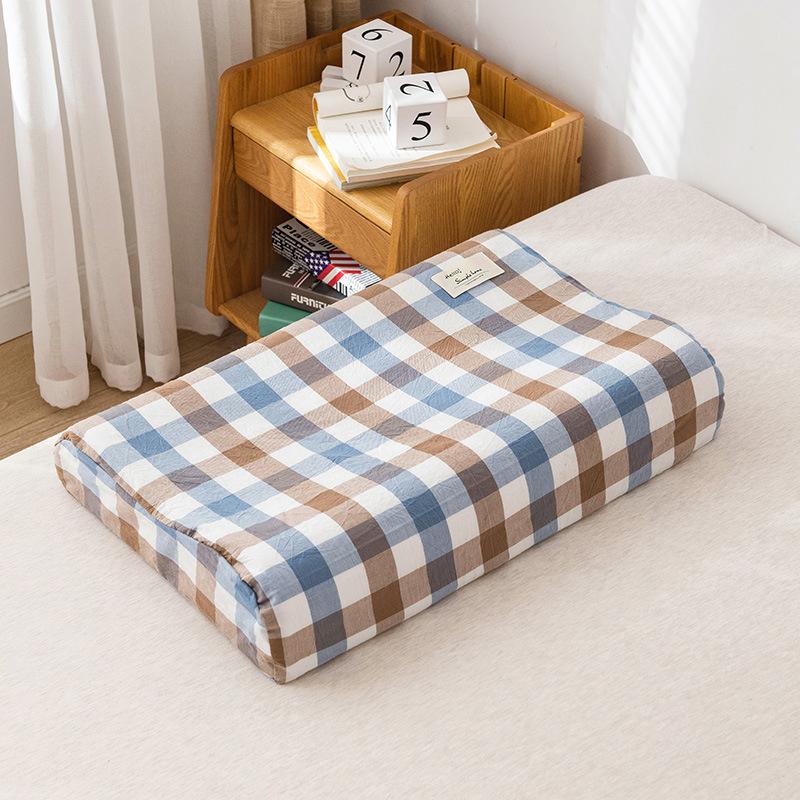 Soft Cotton Latex Pillow Case Cover Solid Color Plaid Sleeping Pillowcase fo X❤F - Bild 23 von 29