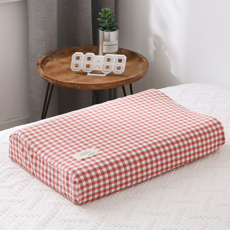 Soft Cotton Latex Pillow Case Cover Solid Color Plaid Sleeping Pillowcase fo X❤F - Bild 25 von 29
