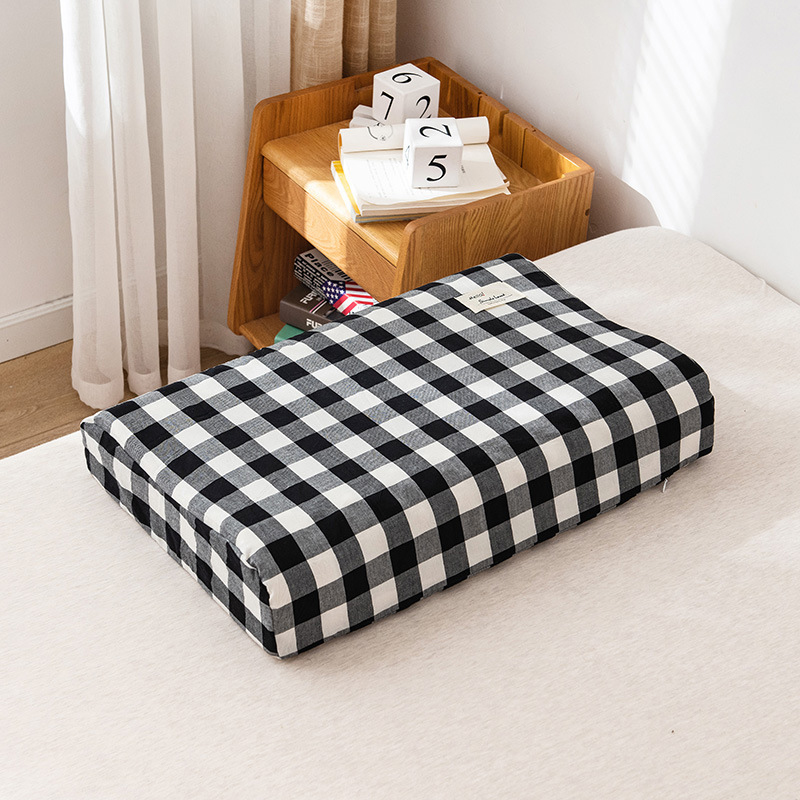 Soft Cotton Latex Pillow Case Cover Solid Color Plaid Sleeping Pillowcase fo X❤F - Bild 26 von 29