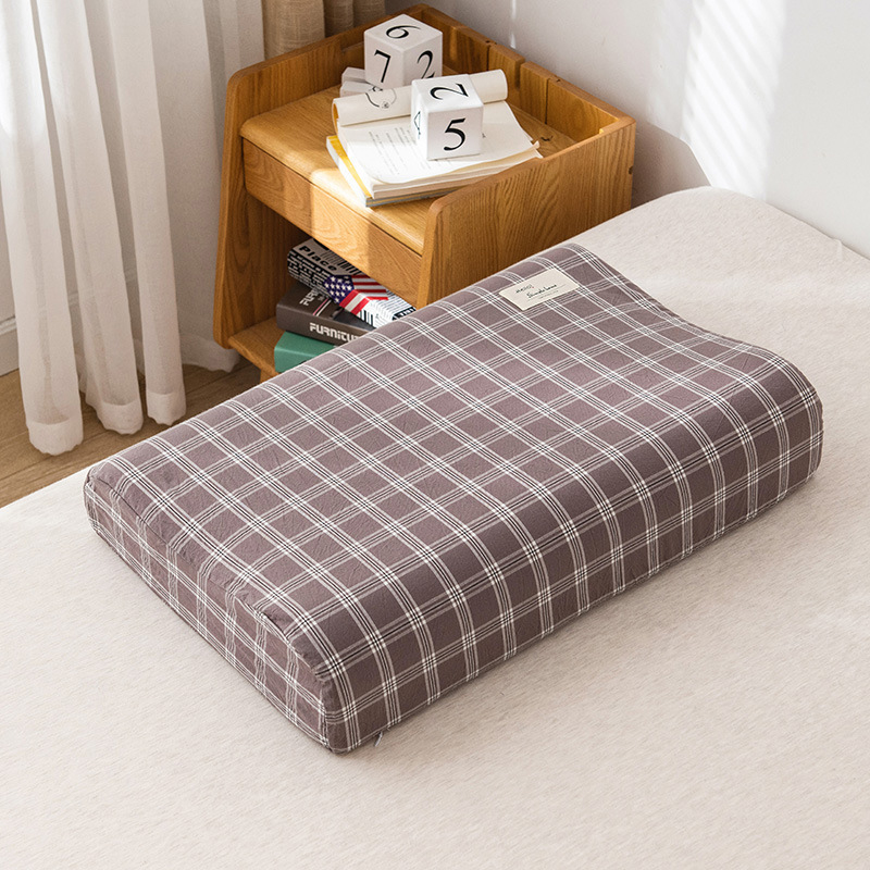 Soft Cotton Latex Pillow Case Cover Solid Color Plaid Sleeping Pillowcase fo X❤F - Bild 29 von 29