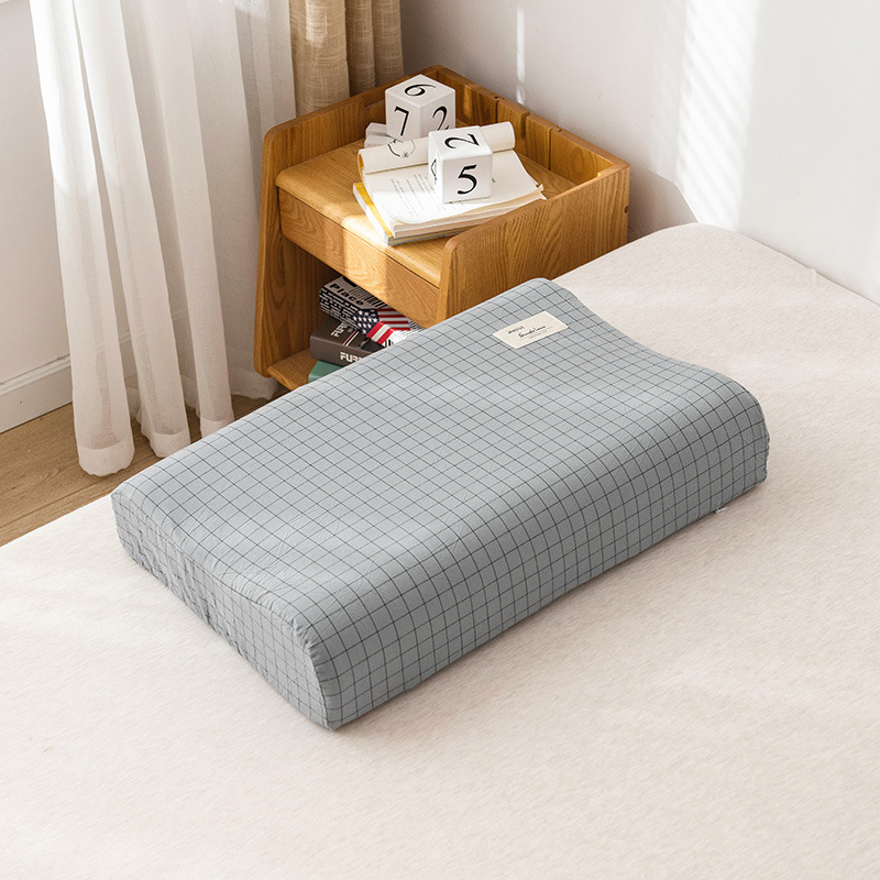 Soft Cotton Latex Pillow Case Cover Solid Color Plaid Sleeping Pillowcase fo X❤F - Bild 14 von 29