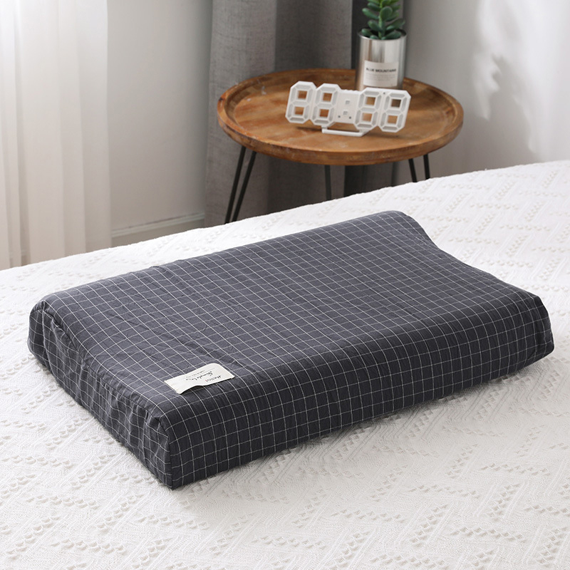 Soft Cotton Latex Pillow Case Cover Solid Color Plaid Sleeping Pillowcase fo X❤F - Bild 15 von 29