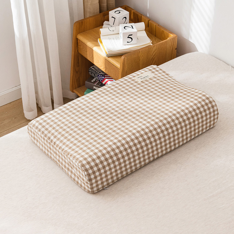 Soft Cotton Latex Pillow Case Cover Solid Color Plaid Sleeping Pillowcase fo X❤F - Bild 21 von 29