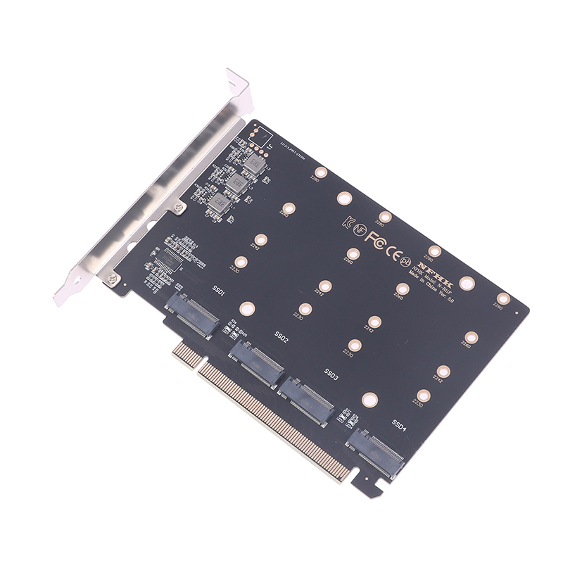 4 Port M.2 NVMe SSD to PCIE X16M Key Hard Drive Converter Reader Expansion Card - Photo 8/10