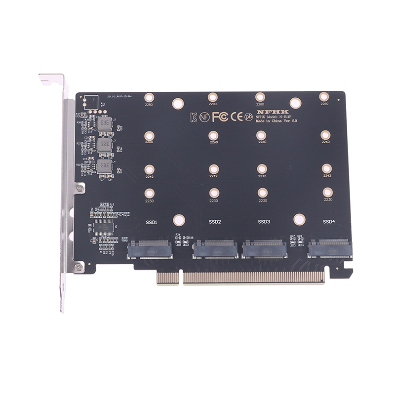 4 Port M.2 NVMe SSD to PCIE X16M Key Hard Drive Converter Reader Expansion Card - Photo 9/10