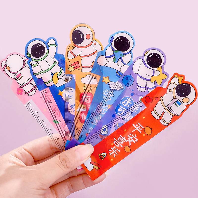 6pcs/set Creative Cartoon Astronaut Cute Bookmark Ruler Multifunctional Bookm-j-