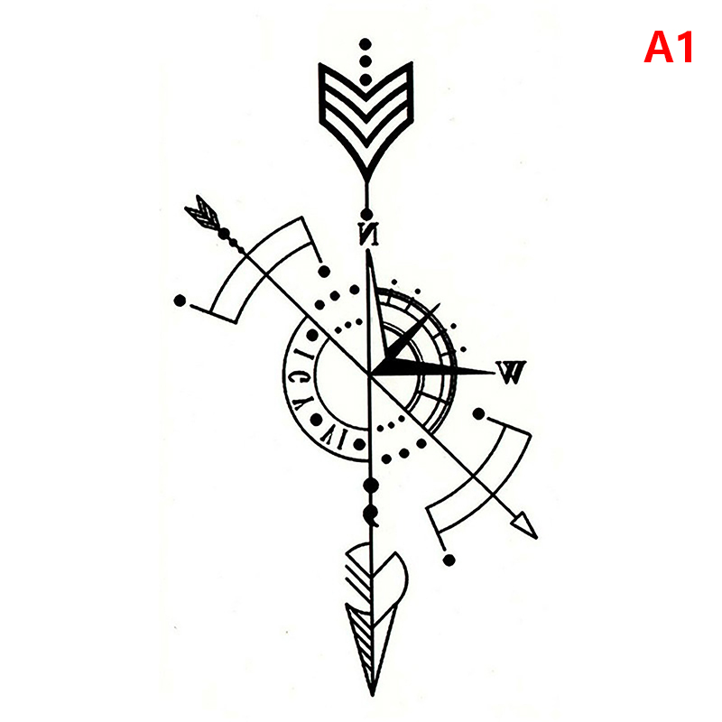 Waterproof Temporary Tattoo Sticker Compass Arrow Roman Clock Arm Body Tatto SUM - Picture 8 of 11