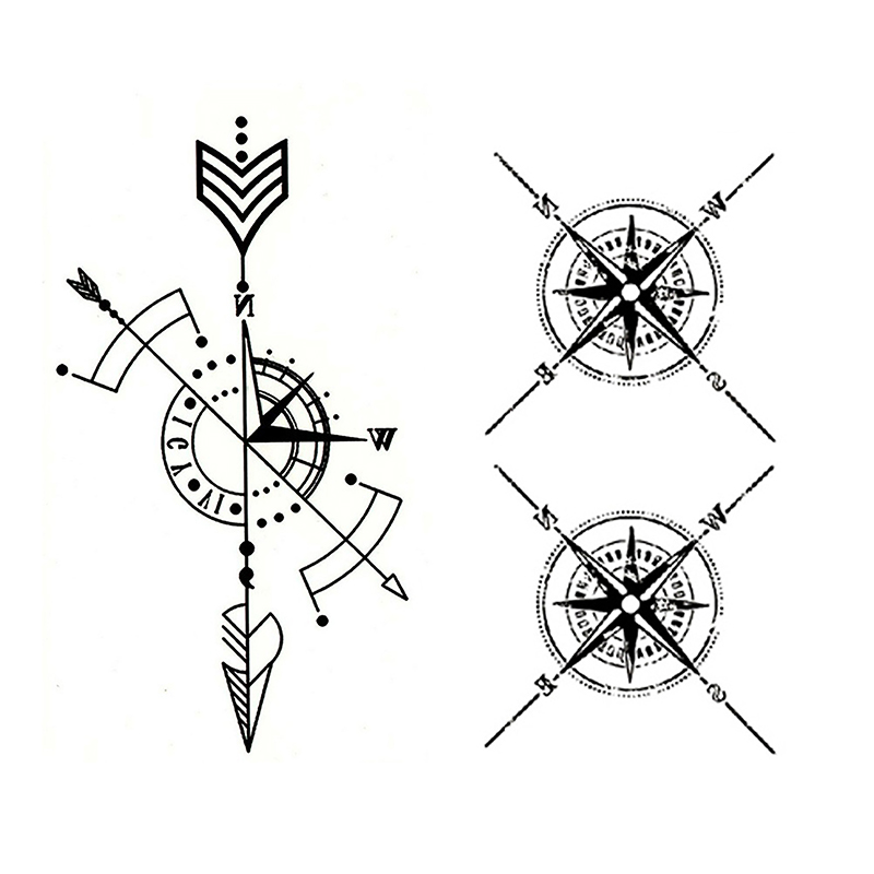 Waterproof Temporary Tattoo Sticker Compass Arrow Roman Clock Arm Body Tatto SUM - Picture 2 of 11