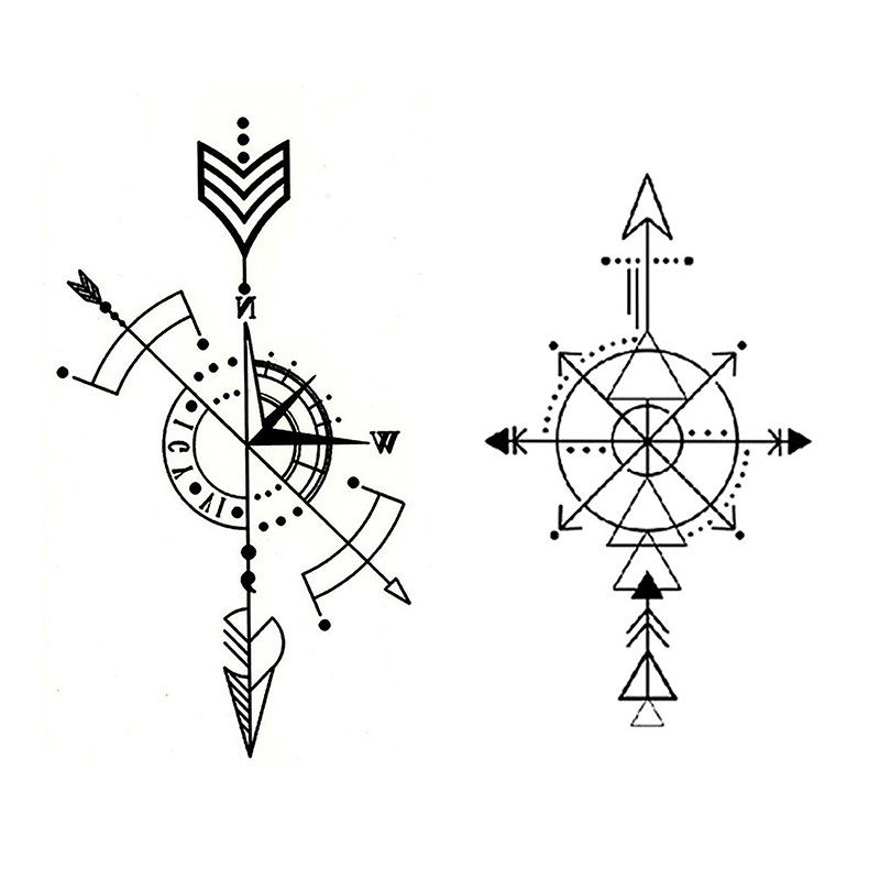Waterproof Temporary Tattoo Sticker Compass Arrow Roman Clock Arm Body Tatto SUM - Picture 1 of 11