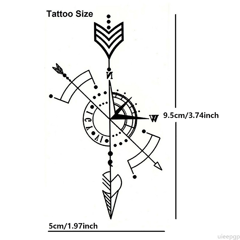 Waterproof Temporary Tattoo Sticker Compass Arrow Roman Clock Arm Body Tatto SUM - Picture 3 of 11
