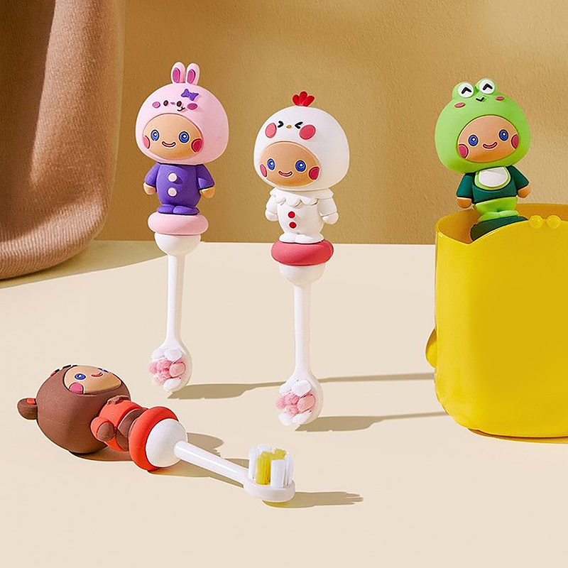 Setole morbide bambini spazzolino da dente di coniglio silicone spazzolino EI