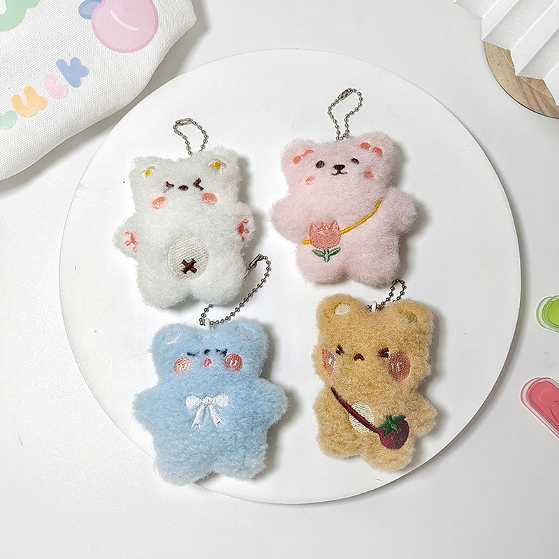 Korean Style Kawaii Small Bear Plush Toy Cute Animal Keychain Soft
