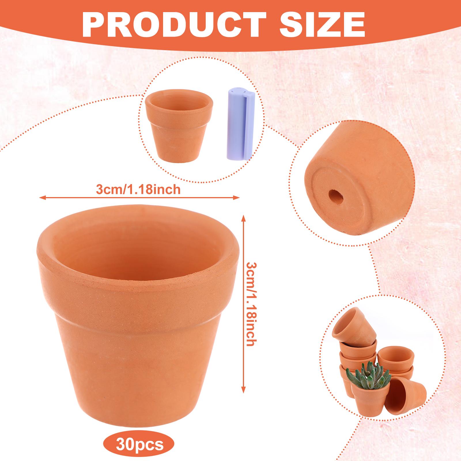 30 Pcs Mini Terracotta Pot Clay Pottery Planter 1.2 Inch Mini Clay Planter T GF - Picture 3 of 7