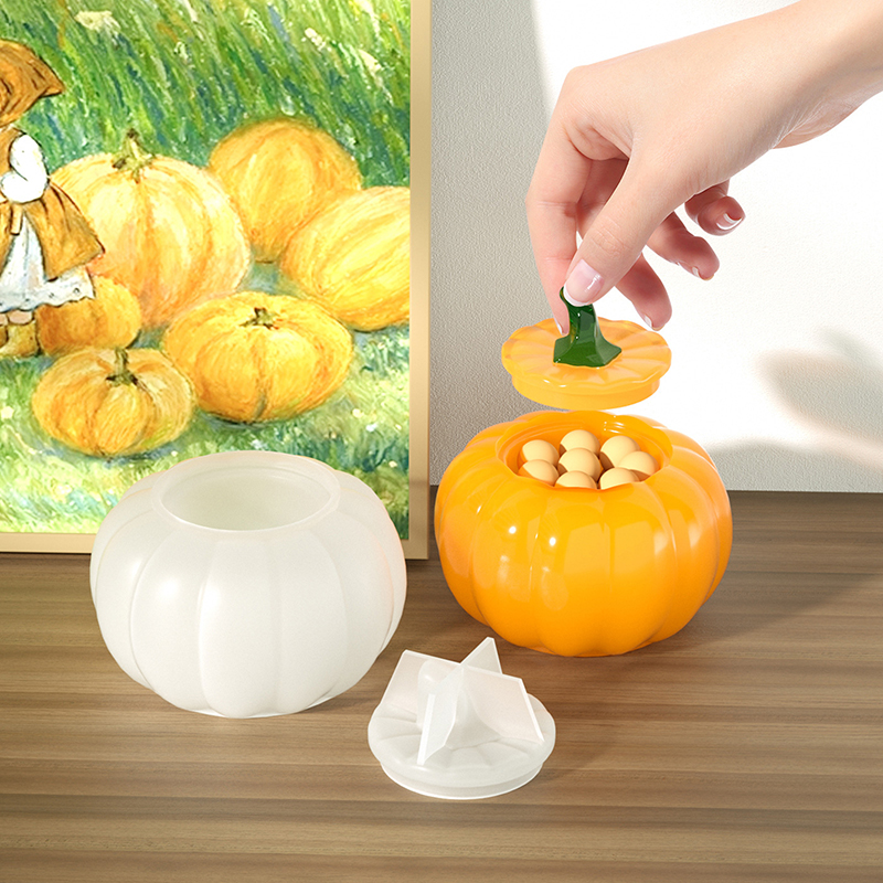 Vetro per zucca con coperchio stampo in silicone gioielli Halloween scatola portaoggetti stampo in gesso -