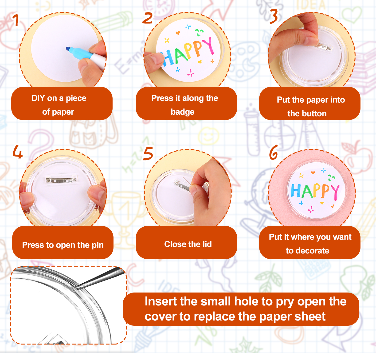 25 Packs Badge Making Kit 3inch Make Your Own Badges  GF