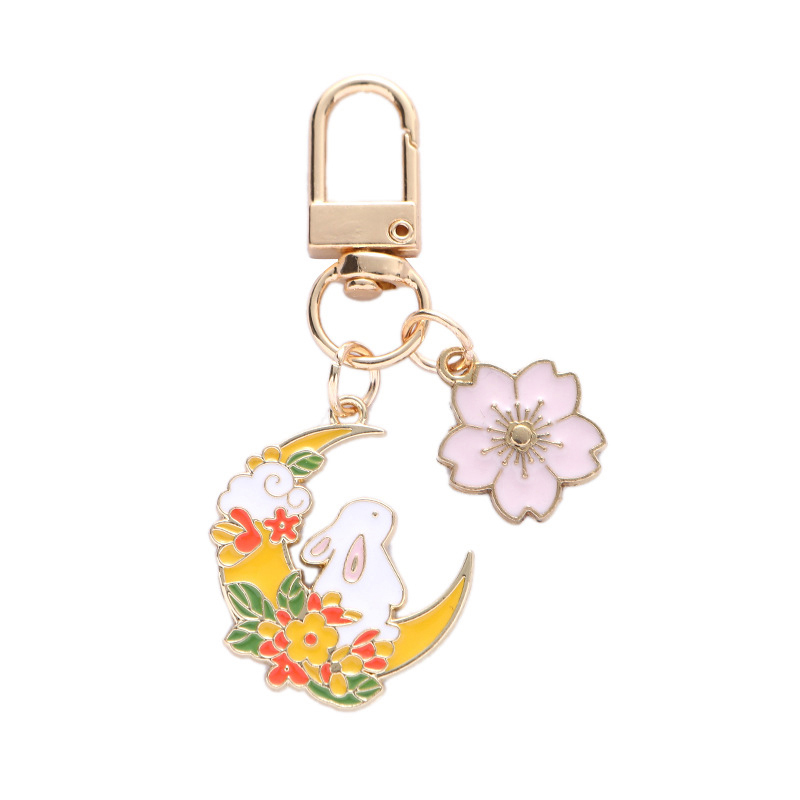 Fashion Cute Rabbit Keychain Sweet Cartoon Enamel Moon Bag Car Key ...