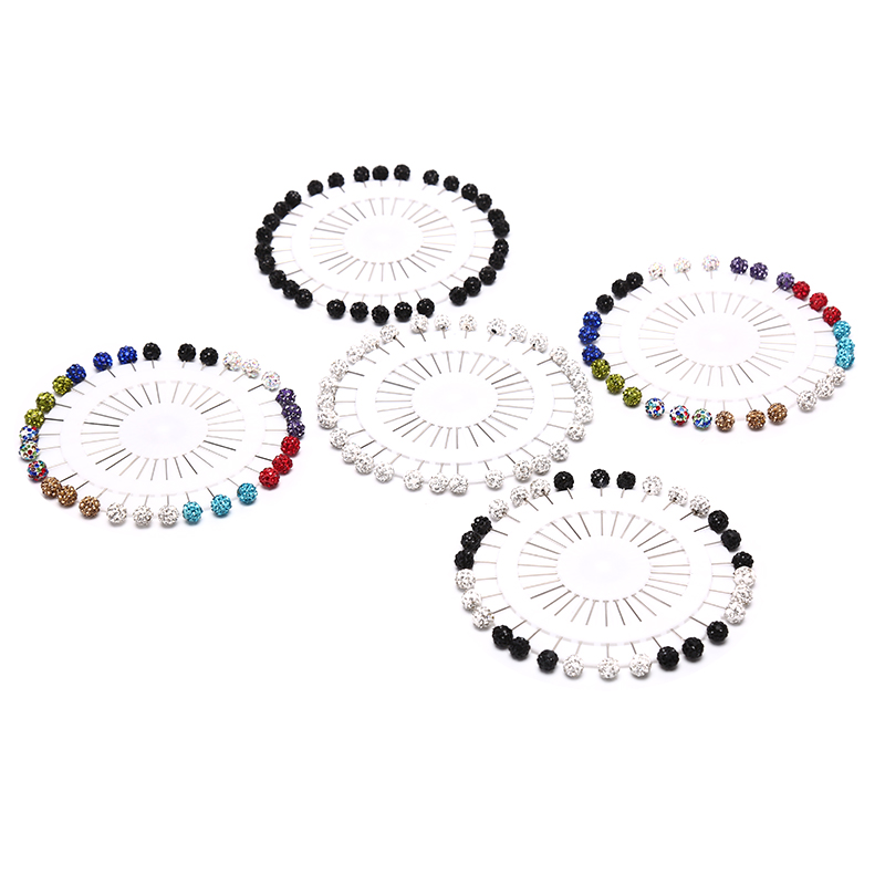 30Pcs Colorful Wheel Ball Hijab Scarf Pin Snag-Free Long Sparkle Muslim Bro3C NN