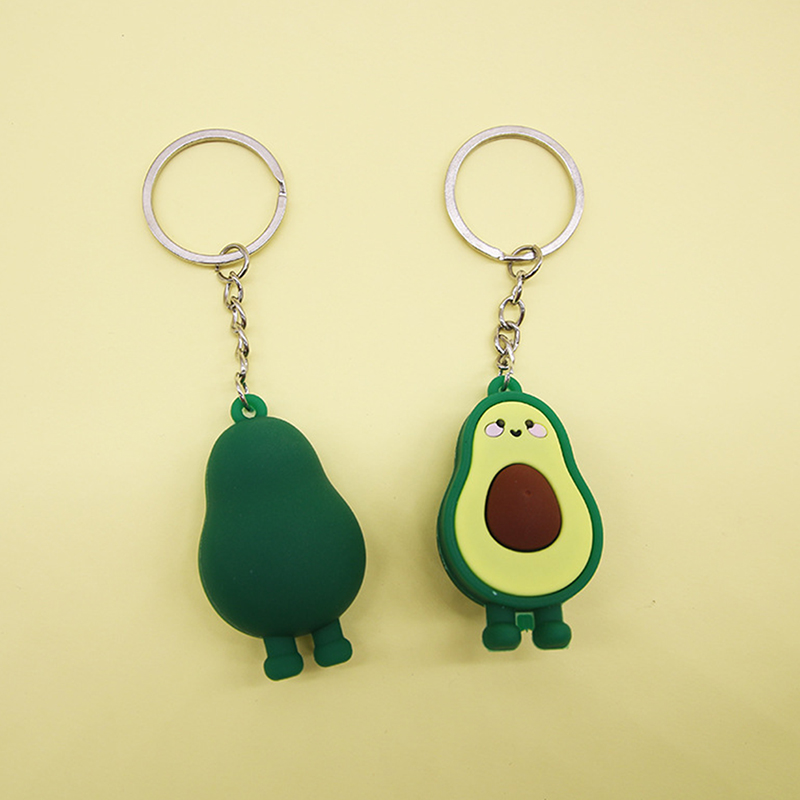 Fashion Simulation Fruit Avocado Smile Keychain 3D Resin Key Chains Jewelry   QM