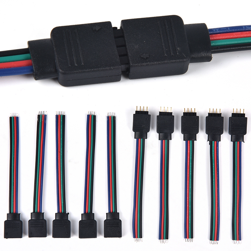 10Pcs 4Pin Male + Female Connector Cable Wire for 3528 5050 LED Strip Ligh-yn