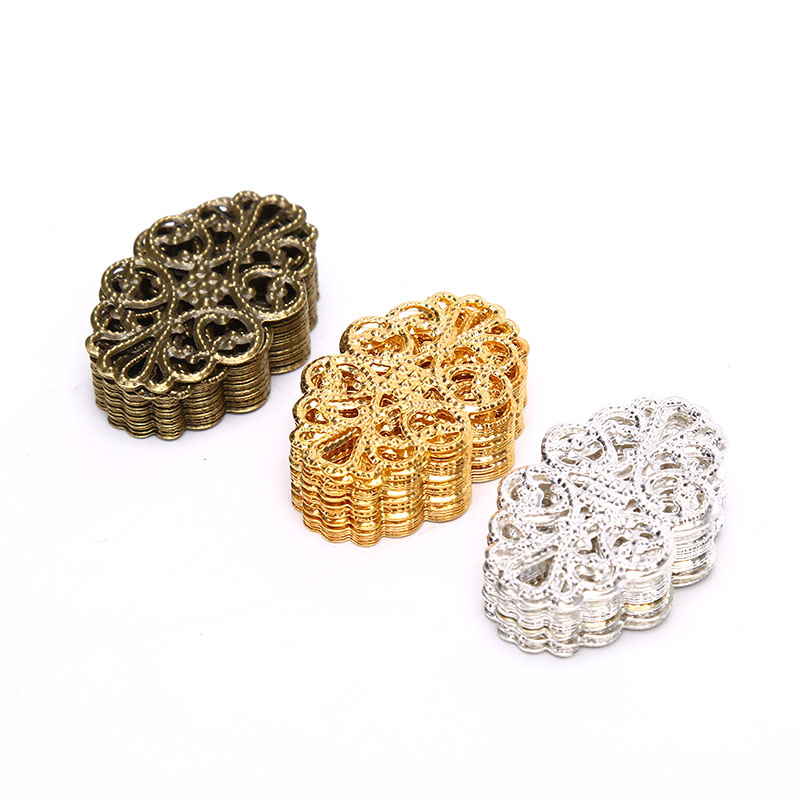 20Pcs Filigree Flower Wraps Connectors Crafts Decoration DIY Findings JewelALAM