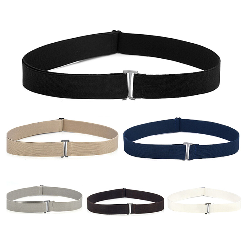 Invisible Belt Buckle Plastic Elastic Belt Women Men Adjustable Belt